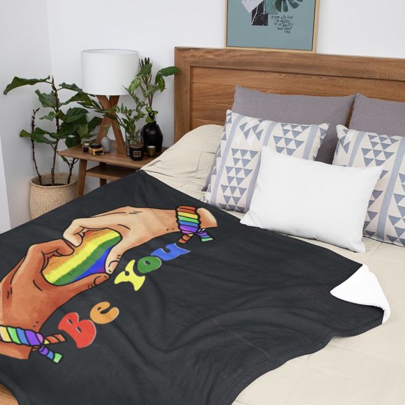 Gay Pride Blanket: LGBT Rainbow Flag Heart Unity | Cozy and Stylish Decor - Picture 4 of 5
